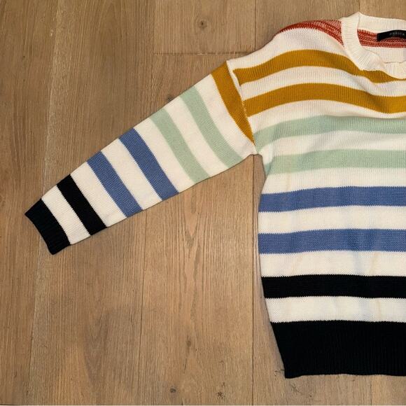 ZESICA Women's Long Sleeve Crew Neck Striped Color Block Sweater Small - Picture 6 of 8